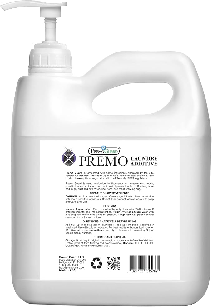 Bed Bug Mite &amp Lice Laundry Detergent Additive by Premo Guard – 128 oz – Child &amp Pet Friendly – Stain &amp Odor Free – Best Natural Non-Toxin Treatment