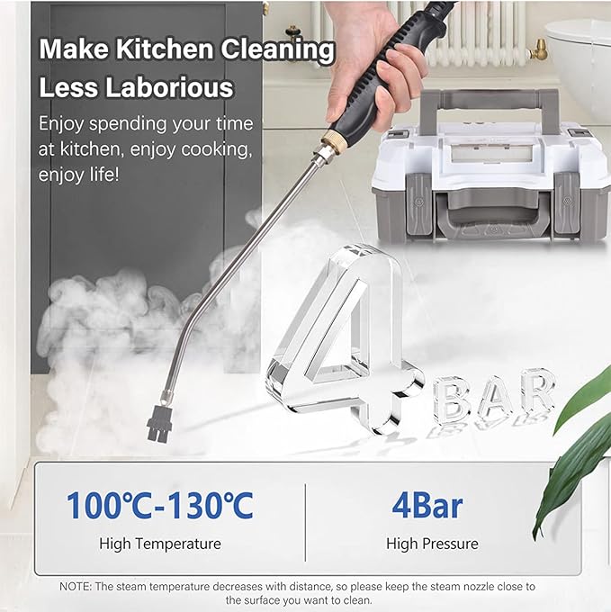 High Pressure Steam Cleaner 2000W 4Bar Portable Steam Cleaning Machine Household Handheld Steam Cleaner for Kitchen Bathroom Upholstery Grout (1500w 110V)