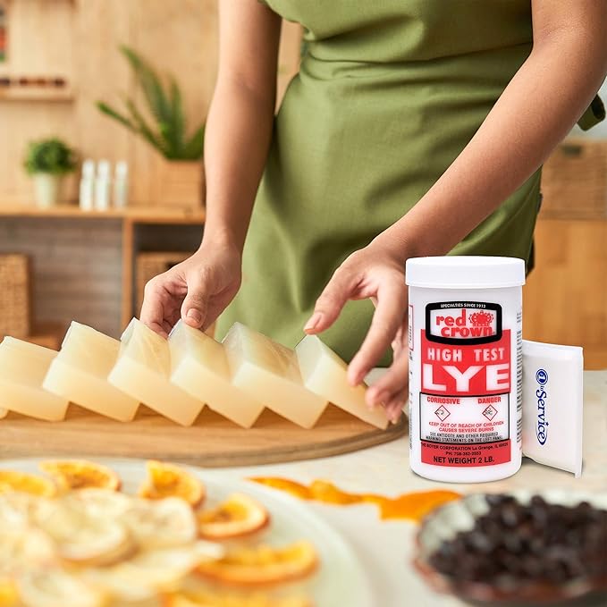 The Boyer Corporation Lye for Soap Making Sodium Hydroxide Pure High Test Lye Caustic Soda Drain Cleaner and Clog Remover 3 Pack with Tissue Pack