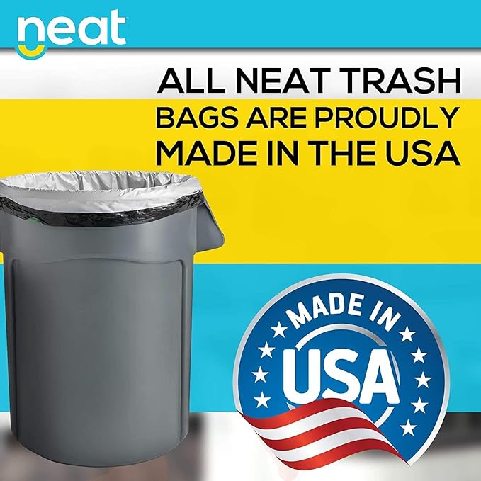 Neat Tall Kitchen 30 Gallon Drawstring Trash Bags - (MEGA 120 COUNT) - Triple Ply Fortified Eco-Friendly 50% Recycled Material Neutralize+ Odor Technology Reversible Black and White Garbage Bags