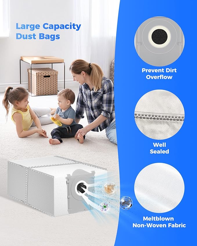 21 Pack Replacement Parts for ECOVACS DEEBOT T50 Omni/T50 PRO Omni Robot Vacuum Accessory Set 1 Main Brush 4 Side Brushes 6 Mop Pads 4 HEPA Filters 5 Dust Bags 1 Cleaning Brush