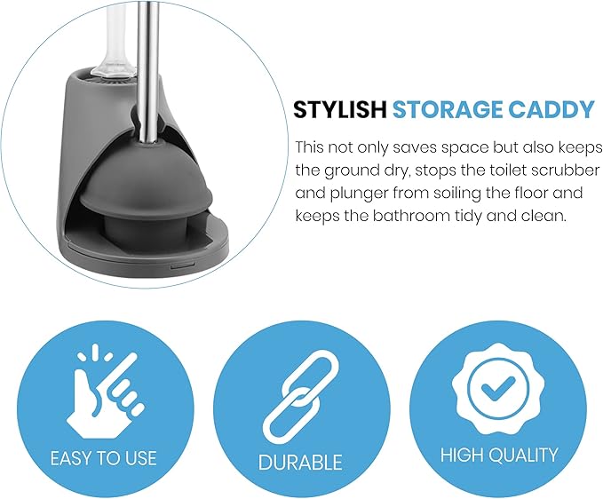 Toilet Brush &amp Plunger Set - Toilet Bowl Brush and Holder Refillable Liquid Dispenser Brush - 2 in 1 Silicone Toilet Brush &amp Plunger Set for Bathroom