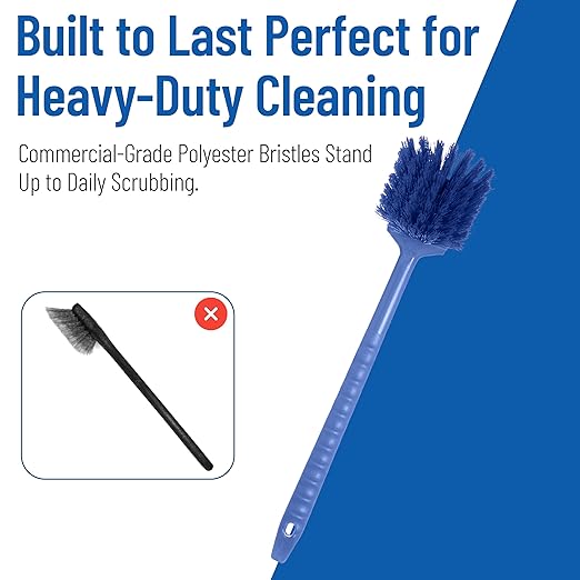 SPARTA 40501EC14 Plastic Large Scrub Brush Kitchen Brush Utility Brush With Long Handle For Cleaning 20 Inches Blue