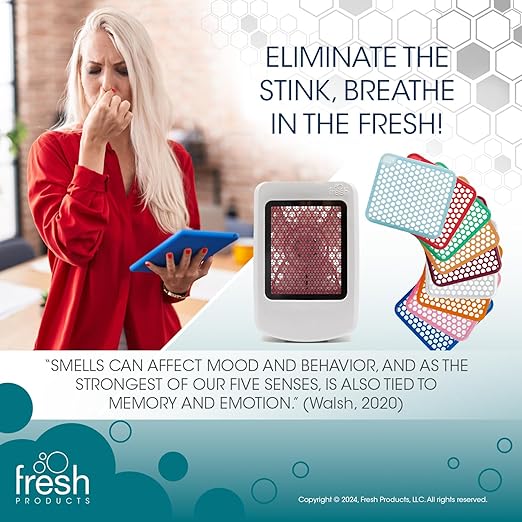 Fresh Products ourfresh 2 Air Freshener Replace Metered Aerosol with Dry Fragrance 30 Day Use Medium Sized Spaces Light Activated Battery Operated Batteries Included Seaside Breeze 8 pk