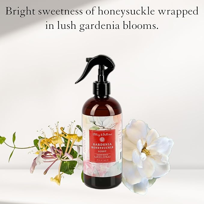 Abbey &amp Sullivan Linen Spray Gardenia Honeysuckle Fabric Freshener and Fragrance Room Spray Pack of 2 16 oz