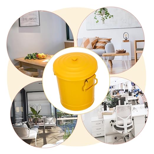 Alipis Trash Can Lid Mini Galvanized Waste Basket for Compact and Stylish Design for Desktop Bathroom and Kitchen Use