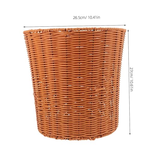 PRETYZOOM Woven Waste Basket Multi-Function Storage for Sundries and Fruits Lightweight and Sturdy Design for Bedroom Kitchen Rustic Imitation Rattan Look Practical Organizer for Clean and