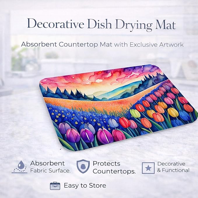 Caroline's Treasures DAC1439DDM Hyacinths in Color Dish Drying Mat Absorbent Dish Drying Mat Pad for Kitchen Counter Dish Drainer Mat for Countertop 14 x 21 Multicolor