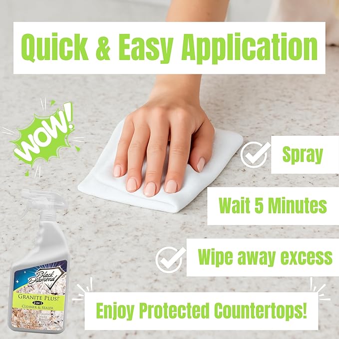 Granite Plus (Cleaner &amp Sealer) Deep Cleans &amp Seals All Natural Stone Countertops + Ultimate Grout Cleaner with Brush – Safe for Natural Stone - Acid Free - Lifts Dirt &amp Stains (2pack)