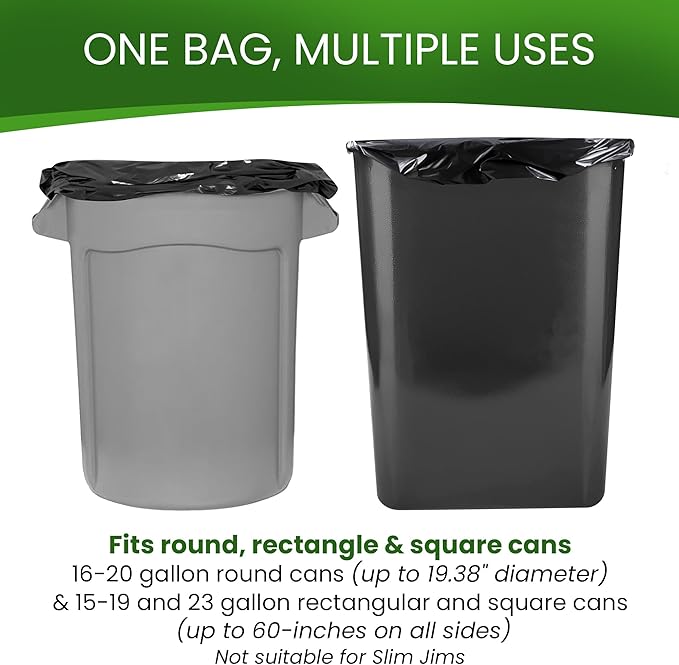 Betta 20-30 Gallon Black Trash Bags 150 Count Box (30x36-inch) Commercial Heavy-Duty Garbage Can Liners for 16-20 Gallon Round Cans 15-23 Gallon Slim and Square Cans
