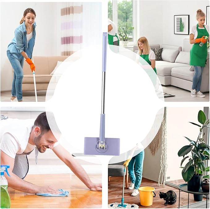 Genérico Portable Mini Mop – Handless Cleaning and Foldable – Mini Desk Mop with 360 Degree Rotation for Desk Tableware Kitchen Bathroom Car Living Room Floor and Home