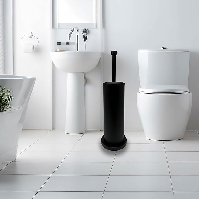 Matte Black Toilet Bowl Brush with Holder Durable Bathroom Cleaning Tool Modern Design for Easy Toilet Maintenance Bathroom Cleaner Brush for Efficient Cleaning and Hygiene