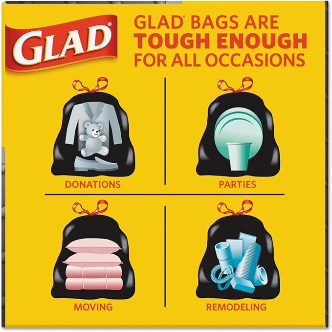 Clorox Drawstring Large Trash Bags 30 X 33 30Gal 1.05Mil Black 15/Bx 6 Bx/Ct6