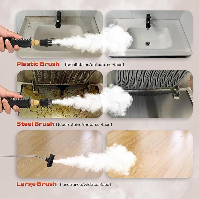 Moongiantgo Handheld Steam Cleaner 2500W High Pressure 1.5L Steamer for Cleaning Portable Steam Cleaner for Home Kitchen Bathroom Steam Cleaner for Car Detailing Grout Tile (Red)