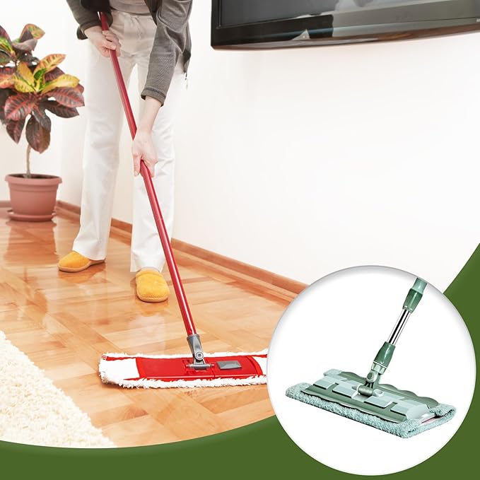Flat Mop 360° Rotating Head 38x15x95cm Telescopic Handle Cleaning Mop Washable Floor Scrubber Non-Slip Grip for Wet and Dry Cleaning