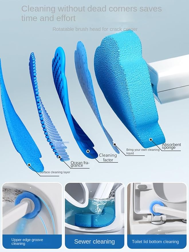 54 Counts Toilet Brush Disposable Refills Cleaning Bowl Wand Bathroom Cleaner Refill Heads(54pcs Blue Ocean Refills)