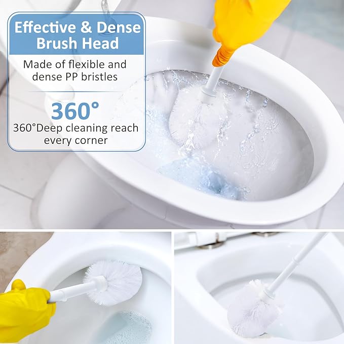 Tioncy 6 Pack 14.96 Inches Toilet Brush with Holder Toilet Bowl Brush and Caddy Set Stiff Bristles Scrubber for Bathroom Cleaning Supplies (BlackWhite)