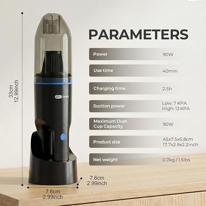 Apical Life Mini Crumb Vacuum 10000Pa Brushless Motor Rechargeable Cordless Handheld Vacuum 1.6lbs Lightweight Portable for Home Car Office Keyboard Sofa Pet Hair &amp Tight Spaces