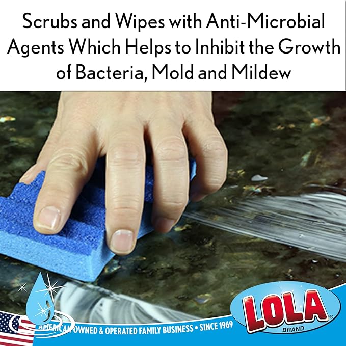 LOLA All Purpose Scrub Sponge 12 Pack Made in USA Scrub Sponge- Superior Technology Non-Scratch Long Lasting - Dishes Mugs Non-Stick Cookware