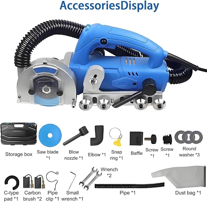 Electric Grout Removal Tool 1200W 9000RPM Professional Grout Removal Machine with Self-Vacuuming Ideal for Cleaning Shower Tile Joints Floor Gaps and Removing Old(Machine+2.7mm Seam Clean
