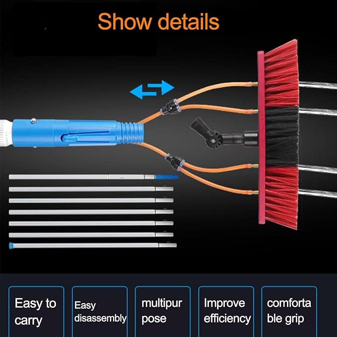Extendable Solar Panel Window Cleaning Kit Outdoor High Window Cleaning Tools for Cleaner Conservatory Roof Photovoltaic Panel Cleaning Equipment