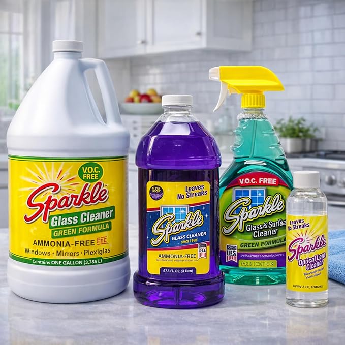 Sparkle Ammonia-Free Glass Cleaner Refill Heavy Duty Streak-Free Window &amp Mirror Cleaner Spray Original Formula 2L Bottle (Pack of 1)