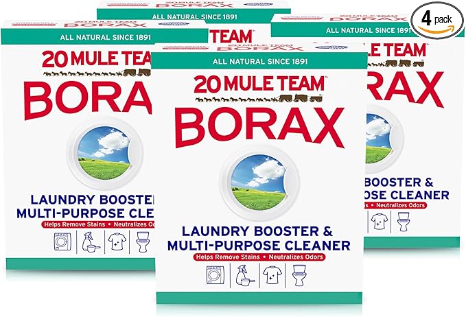20 Mule Team All Natural Borax Detergent Booster &amp Multi-Purpose Household Cleaner 65 Ounce 4 Count