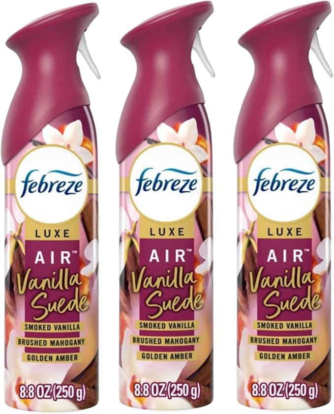 Febreeze Spring Summer Scents Limited Edition Room Freshner Spray | Vanilla Suede | 3-pack (Vanilla Suede)