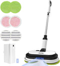 Cordless Electric Mop Floor Cleaner with LED Headlight &amp Water Sprayer Up to 60 Mins Detachable Battery Dual-Motor Powerful Spin Mop 300ML Water Tank for Multi-Surface Self-Propelled
