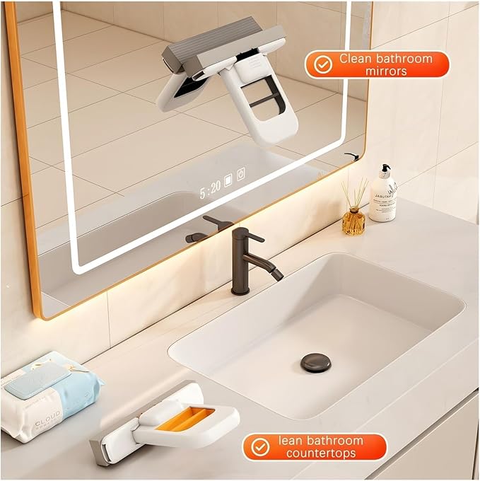 Mini Foldable Desktop MopPortable Self-Squeeze Short MopWet and Dry Use Cleaning Systemfor Bathroom Kitchen Desktop Glass Living Room Car(3 Pcs with 6pcs Heads)