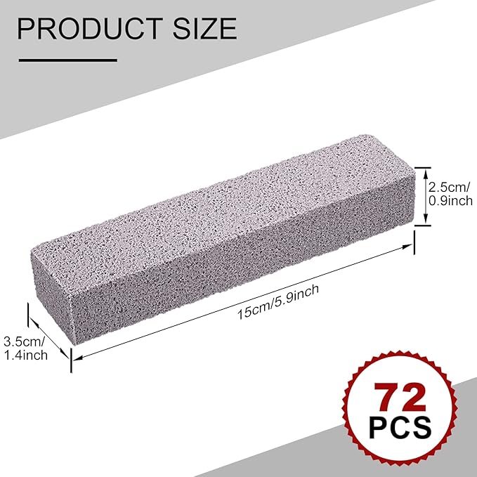 Chinco 72 Pack Pumice Stick for Cheaning Pumice Scouring Stone Pad Removing Stain Grime Without Leaving Scratches for Kitchen Oven Stove Home Bathroom Toilet Pool House Cleaning Supplies