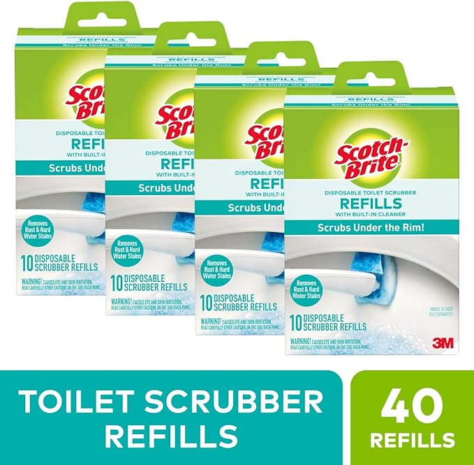 Scotch-Brite Disposable Toilet Scrubber Refills Scrubs Under the Rim 40 Disposable Refills