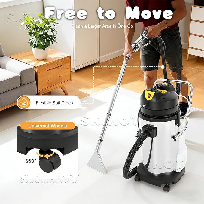 Carpet Water Extractor3-in-1 Upholstery Cleaner30L 7.9GalStainless SteelWet Dry Vacuumfor Sofa Curtain Carpet Home Commercial Light Cleaning 20L