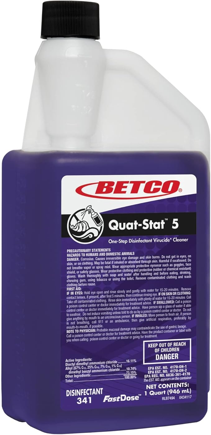 Betco® Quat-Stat 5 Concentrated Cleaning Solution 39 Oz Lavender Scent Pack Of 6