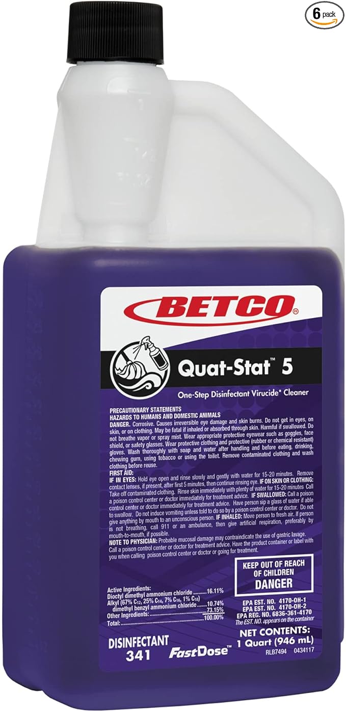 Betco® Quat-Stat 5 Concentrated Cleaning Solution 39 Oz Lavender Scent Pack Of 6