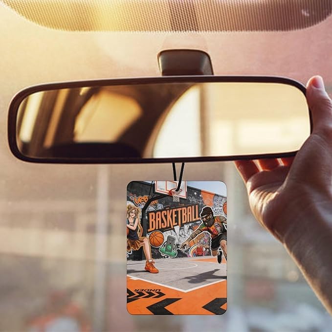 5PCS Car Air Freshener Hanging Personalized Double Sided Streetball Duel Car Fresheners Long Lasting New Cars Scents Cute Automotive Freshies for Closets Drawers (tea)