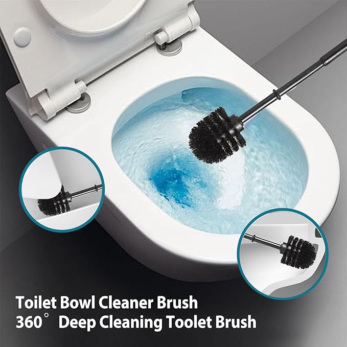 Shar Pei Hideaway Toilet Brush Holder - Concealed Brush Storage Modern Black Ceramic Bathroom Organizer with Sturdy Brush &amp Foam Protection Dog Lover Gift