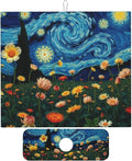 Starry Night Flowers Dish Drying Mat for Kitchen Counter 16x18 Microfiber Absorbent Fast Dry Mat 2Pcs Dish Mat Faucet Mats Sets Large Drying Kitchen Mat Kitchen Drying Pad