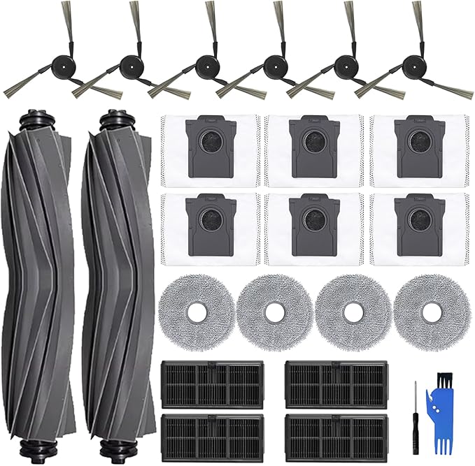 Accessoires for Dreame X40 Ultra Complete L40 Ultra for Mova P50 Pro Ultra Vacuum Cleaner 2 Main Brushes 4 Mop Pads 4 Filters 6 Dust Bags 6 Side Brushes for Mova P10 Pro Replacement 24 Pcs