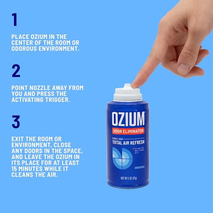 Ozium Air Sanitizer 2 oz Car Fogger: Single-Shot Smoke Odor Eliminator &amp Car Air Freshener (Original+That New Car Smell+Carbon Black 3 Pack Variety)