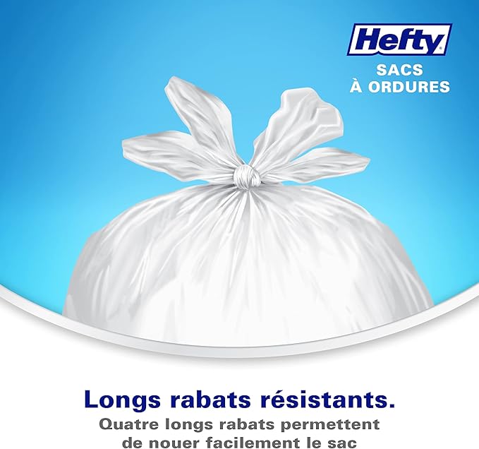 Hefty® Garbage Bags Strong Large 34 Litres White Kitchen Easy Flaps Arm &amp Hammer odour neutralizer 40 Bags