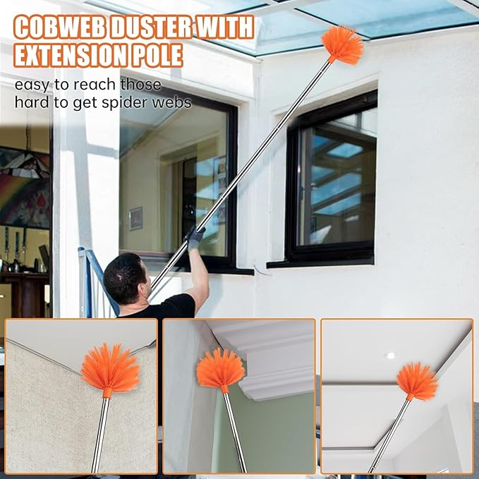 Ceiling Fan Cleaner Duster with 60 inch Extension Pole Dusters for Cleaning High Ceiling Fan Blades Dusters Kit with Storage Bag Cleaning Tools for Families (14pcs)