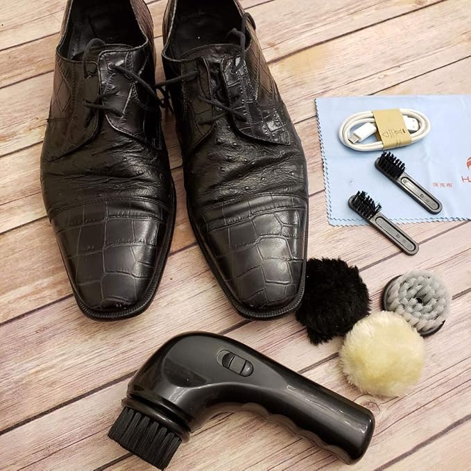 Electric Shoe Cleaner Brush Electric Shoe Polisher Brush Shoe Shiner Dust Cleaner Portable USB Leather Cleaner Care Kit for Leather Shoes Sneaker