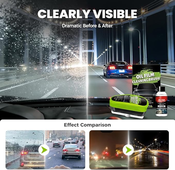 Automotive Oil Film Cleaning BrushGlass Cleaner Car Windshield Cleaner 150ml Automotive Oil Film Cleaning Brush - Preserve Clarity Immediately See the Effects (3PCS)