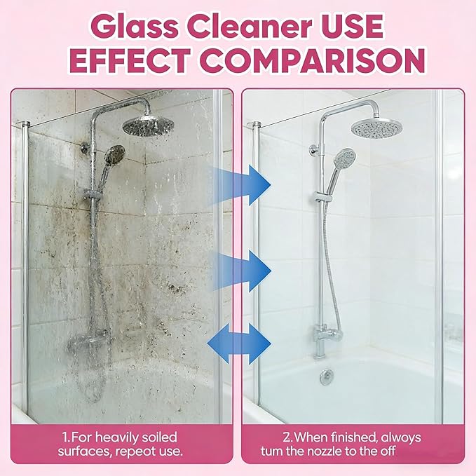 Heavy Duty Bathroom Scrubbing Solution Bathroom Descaler Foam Cleaner Powerful Pink Bathroo𝐦 Cleaner Spray All-Purpose Bathrooms Descaler Foam Spray For FloorShowersGlass Surfaces (2pcs)