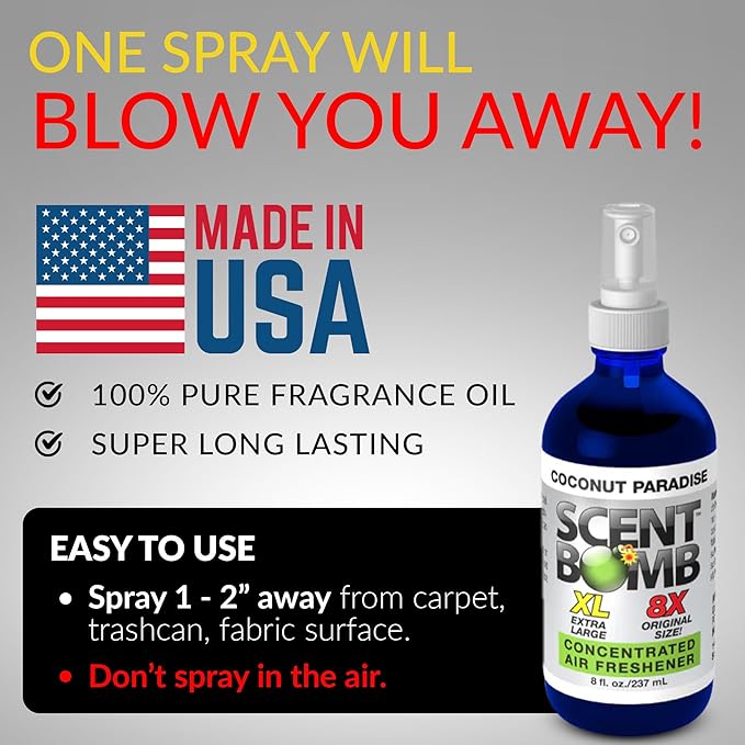 Scent Bomb Air Freshener Spray Long-Lasting Odor Eliminator for Home &amp Car Effective Deodorizer Spray for Kitchen Bathroom Fresh Room Spray &amp Smell Neutralizer Coconut Paradise