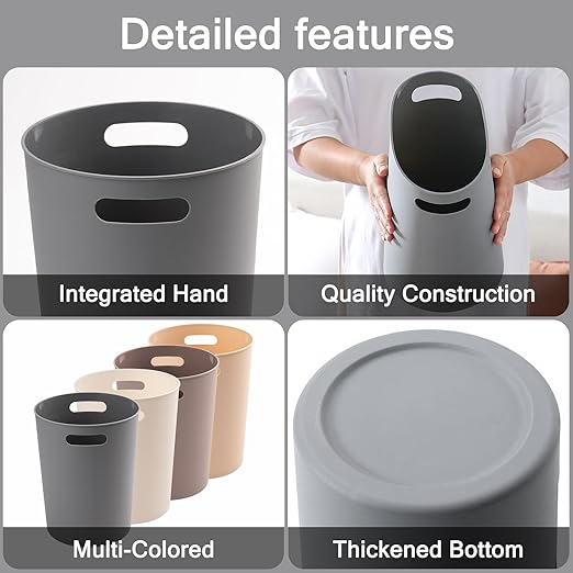 4 Pack Small Trash Can for Bathroom - 3 Gallon/12-Liter Wastebasket Round Plastic Garbage Container Bin for Bedroom Office White.