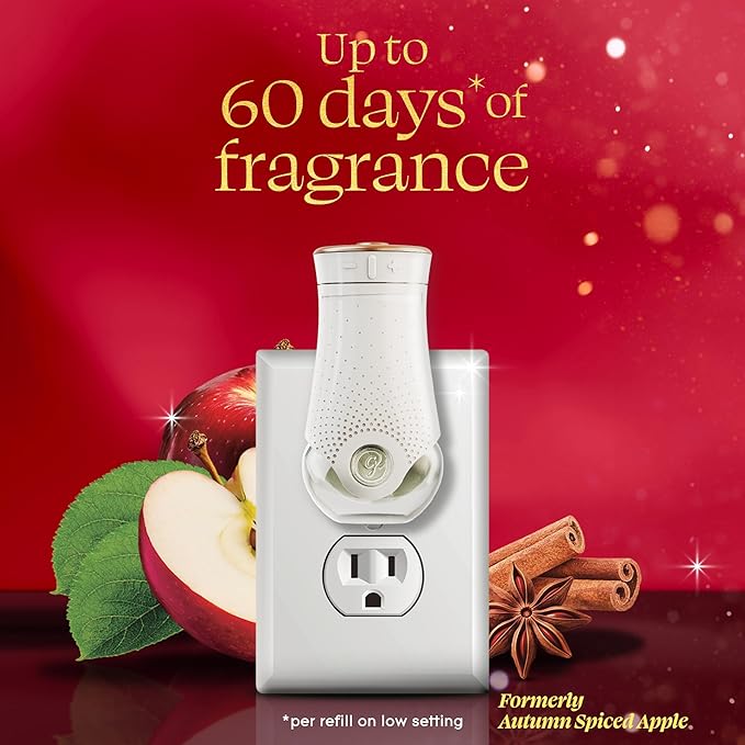 Glade PlugIns Refills Air Freshener Warm Apple &amp Spices Scented and Essential Oils for Home and Bathroom 0.67 Fl Oz 10 Count