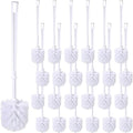 Mimorou 25 Pcs White Toilet Brush Bathroom Toilet Bowl Brush Soft Bristle Long Handle Plastic Toilet Scrubber for Bathroom
