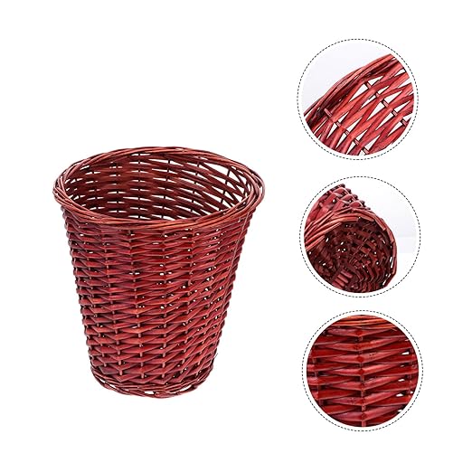 VOSAREA Decorative Wastebaskets Rattan Weaving Storage Basket Home Organizer Sundries Basket
